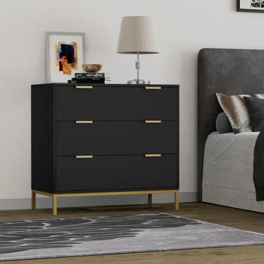 Black bedroom chest of shop drawers